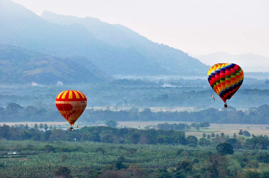 Two hot air balloons in Sri Lanka