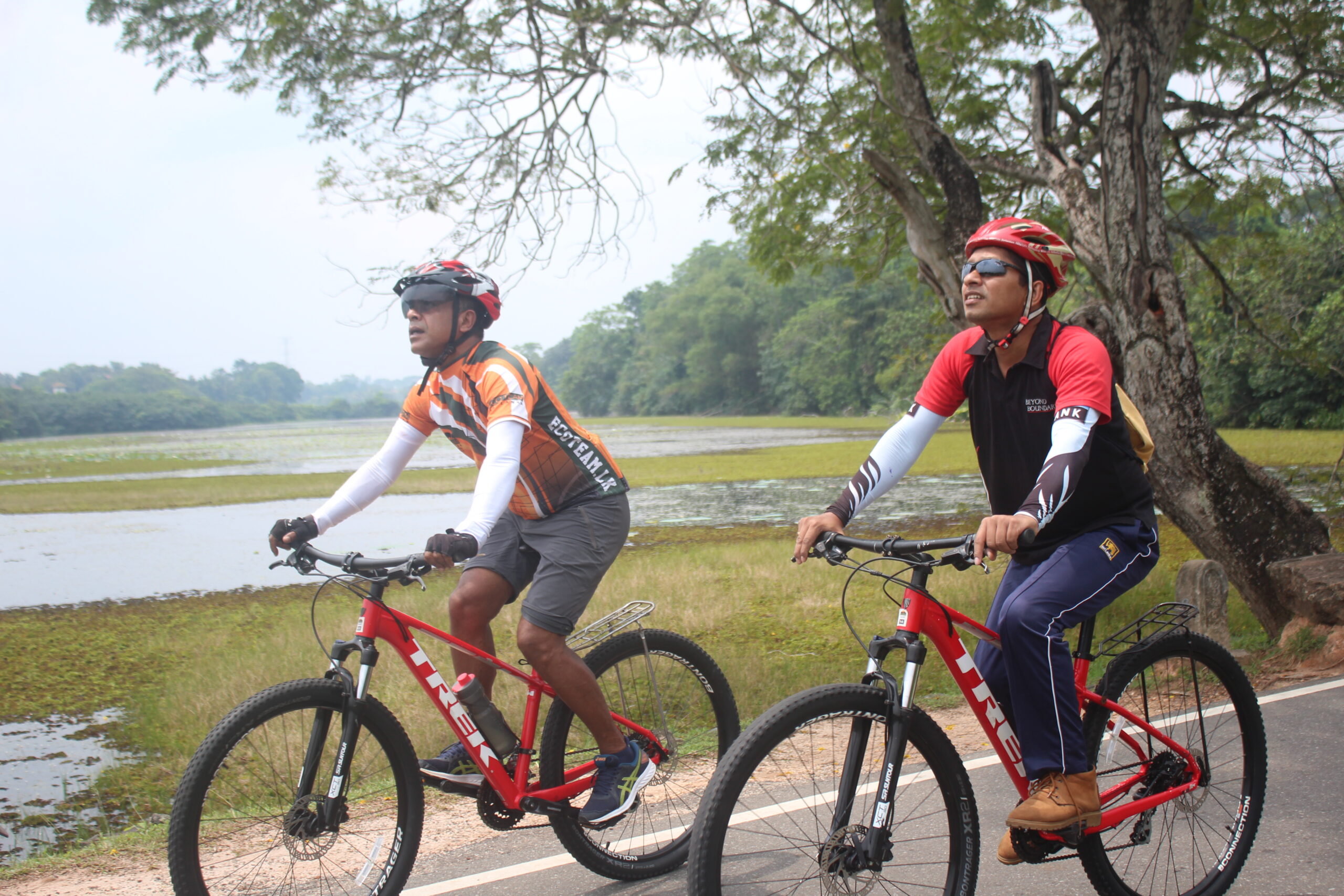 Experiencing cycling tour through wetlands