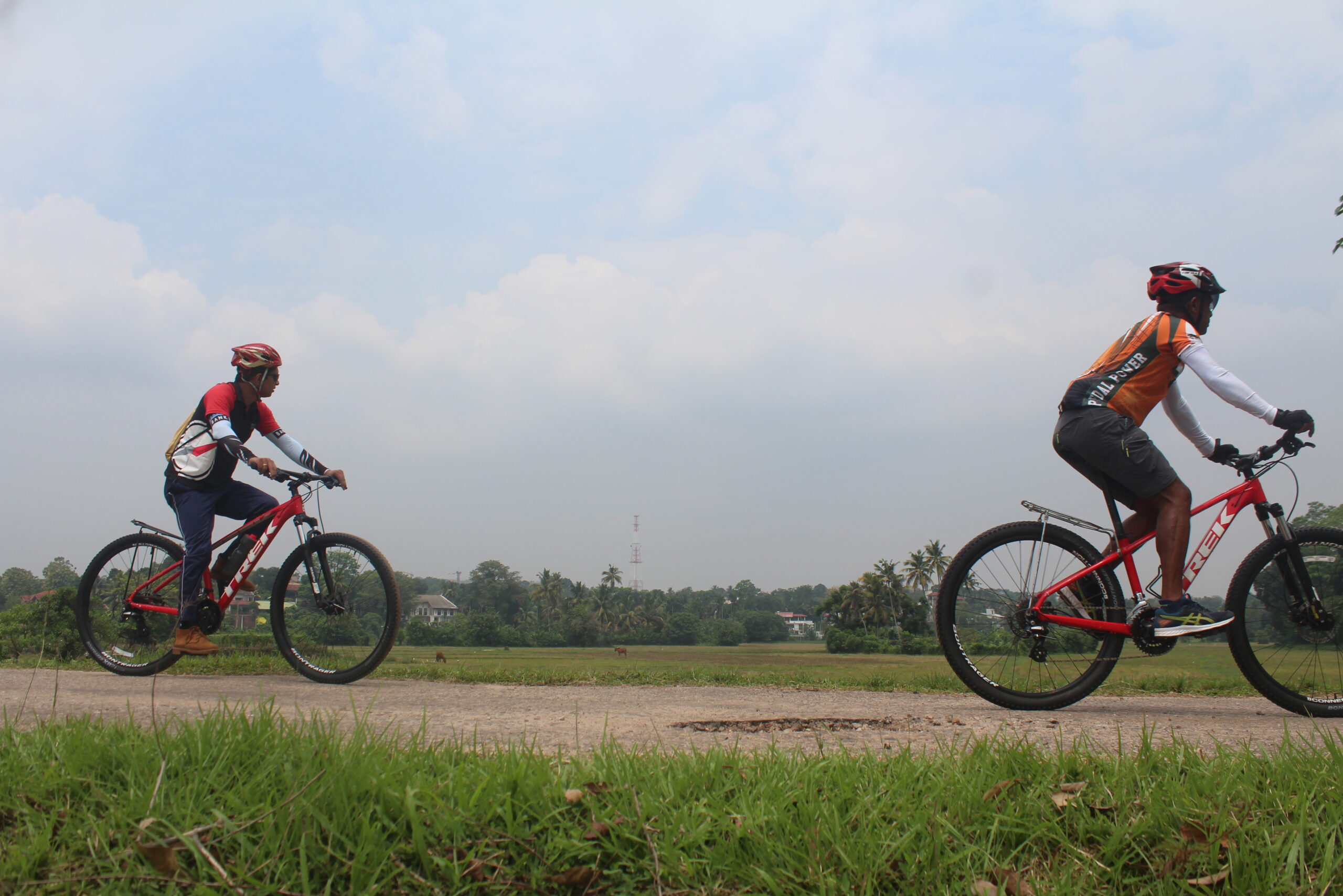 Experiencing cycling tour in the morning