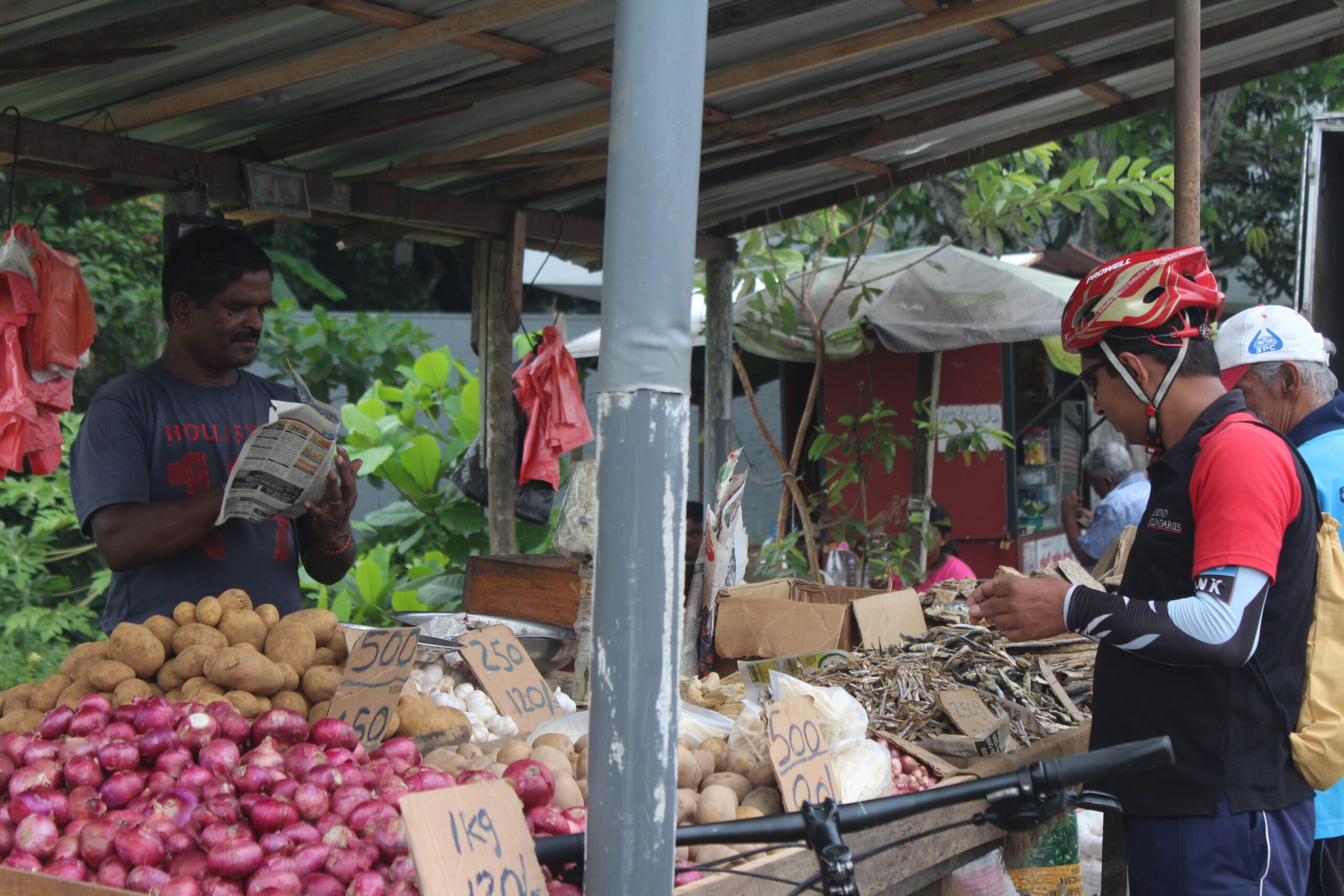 A cycle rider at retail shop in Sri Lanka